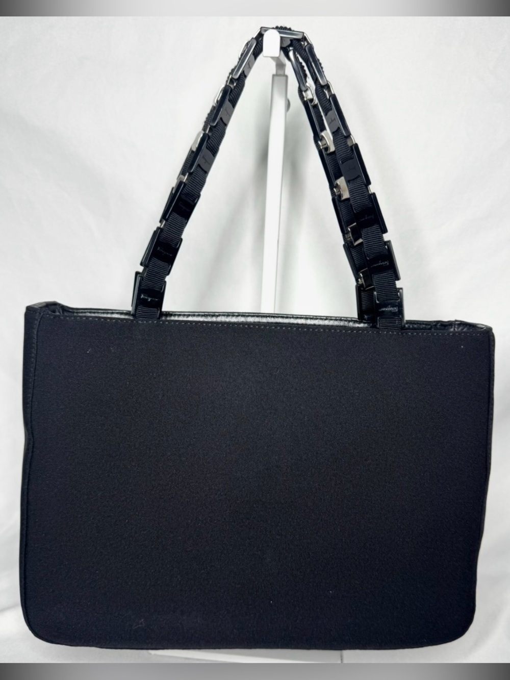 Salvatore Ferragamo Black Canvas Handbag AU-21 9324 W/ COA!!
